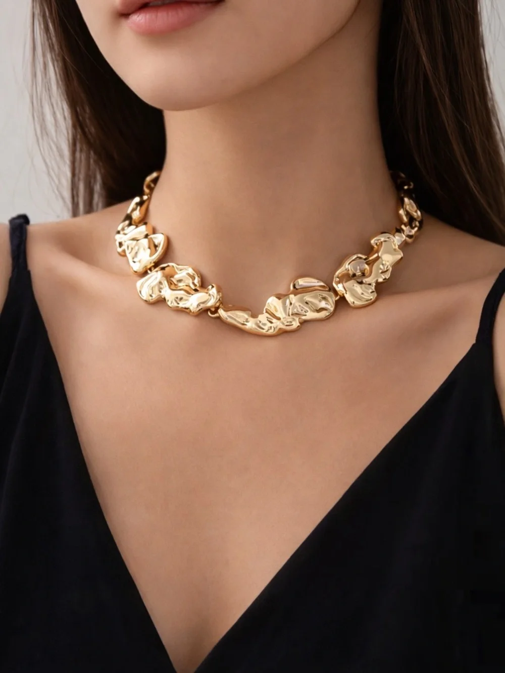 Chunky Gold Statement Choker | Irregular Sculptural Necklace